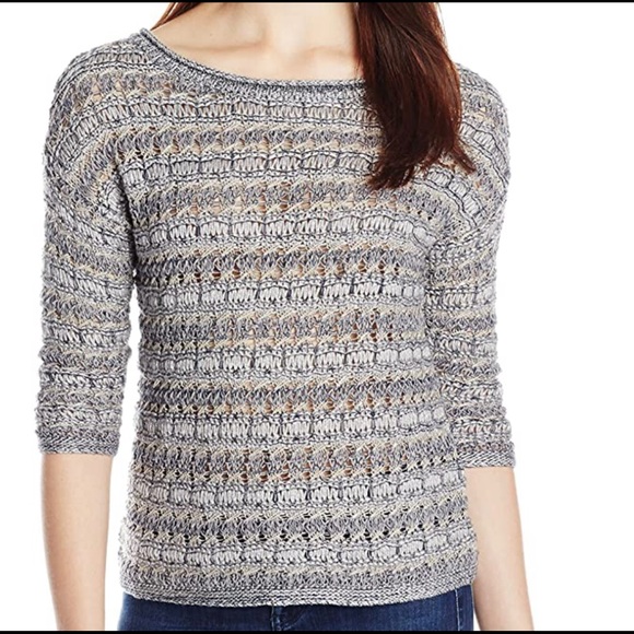 Lucky Brand | Blue/Gray Metallic Open Knit Sweater sz XS - Picture 1 of 8